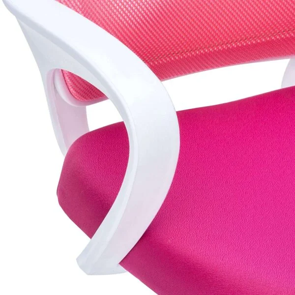 805 Mesh Back Ergonomic Chair | White Frame, Study/Desk/Home Office Chair (Pink)