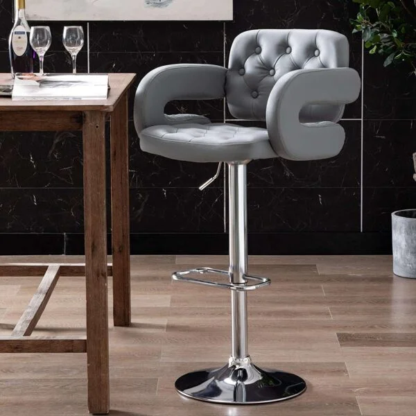 BS4 Mercury PU Leather Swivel Bar Stool (Light Grey)