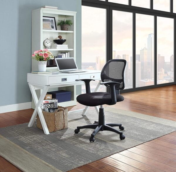803 'T' Handle Medium Back Mesh Office Chair | Height Adjustable | Nylon Base | Fixed Armrest | Black