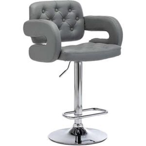 B02 - Mercury PU Leather Swivel Bar Stool Breakfast Kitchen Bar Stool Pub Light Grey