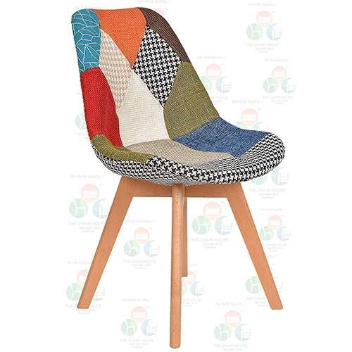 C01 -Dining Room Chair Design Chair Linen Kitchen Chair Wood Multicolored