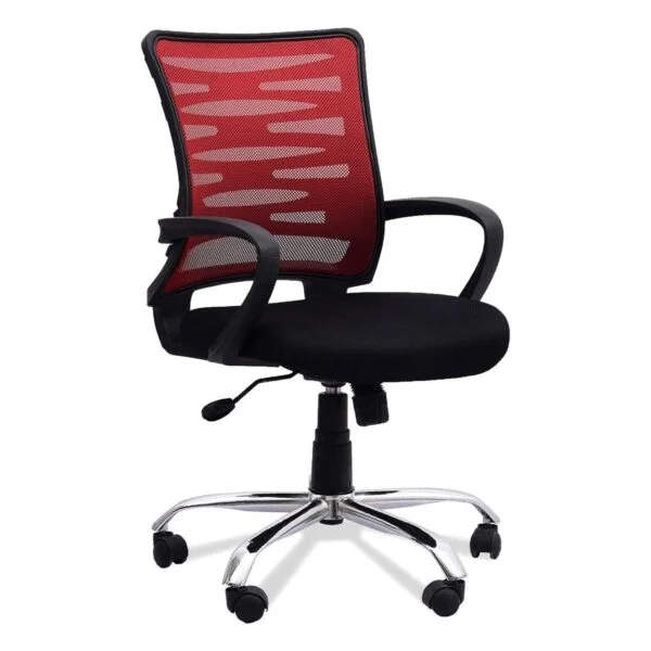 C126 Rodeo Ergonomic Mesh Swivel Chair with Armrests (Red-Black)