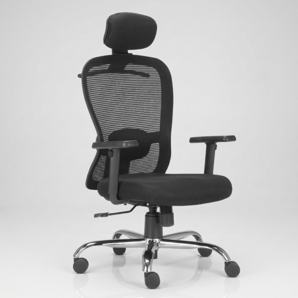 C118 Hanger high-back ergonomic office chair with customizable red seat and black mesh back