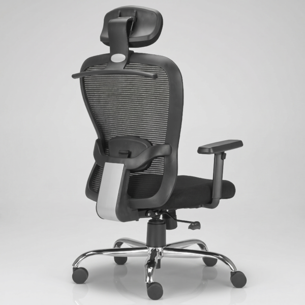 Close-up of the integrated coat hanger feature on the C118 high-back executive chair.