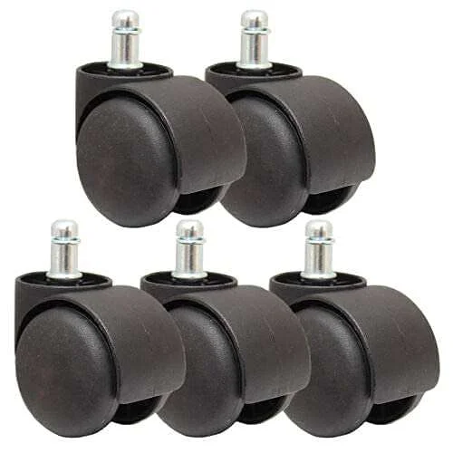 Chair Wheels (Caster) Heavy Duty Pin Type Nylon Set of 5 Black, Load Capacity- 250 kg (कुर्सी के पहिये)