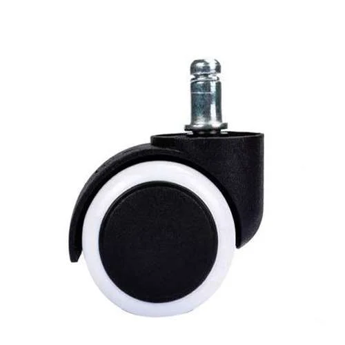 Nylon Castor Pin Type Revolving Chair Wheel (Black and White, 50mm) -Set of 5