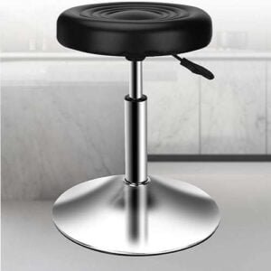 B10 -Revolving Height Adjustable 360 Swivel Bar Stool/Kitchen Chair Armless Modern PU Leather, Set of 1, Suitable for Kitchen, Cafeteria, Dining, Pubs, Office, Shops (Black)