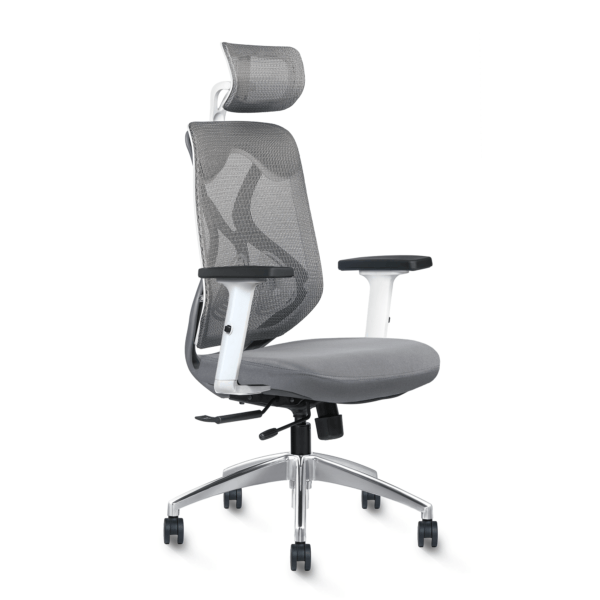Argon High Back Ergonomic Aluminum Base Mesh Home & Office Chair Imported Pneumatic Hydraulic | 2D Padded Adjustable ( Grey Chair ) - Image 2