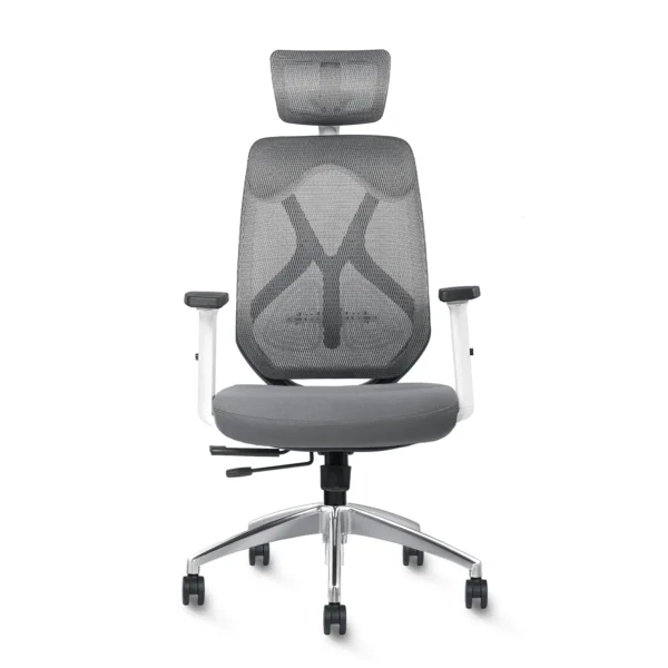 Argon High Back Ergonomic Aluminum Base Mesh Home & Office Chair Imported Pneumatic Hydraulic | 2D Padded Adjustable ( Grey Chair )
