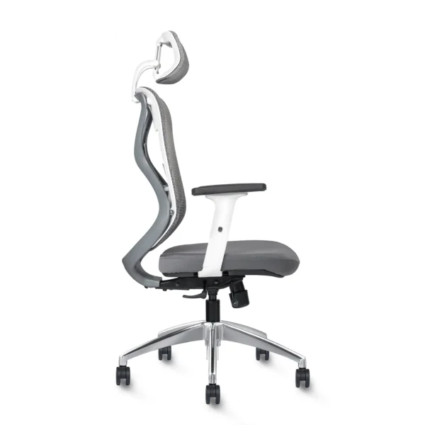 Argon High Back Ergonomic Aluminum Base Mesh Home & Office Chair Imported Pneumatic Hydraulic | 2D Padded Adjustable ( Grey Chair )