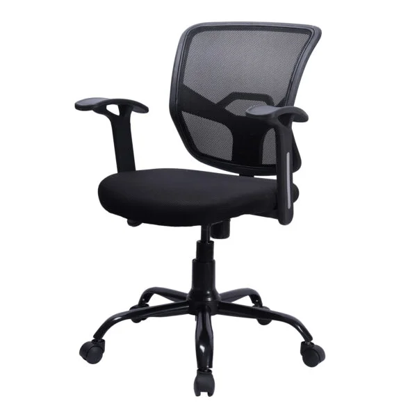 C133- Noble Sliver Handle Mesh Mid-Back Revolving Chair with Metal Base & Fix Armrests