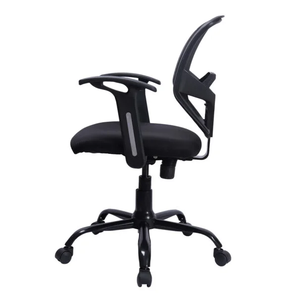 C133- Noble Sliver Handle Mesh Mid-Back Revolving Chair with Metal Base & Fix Armrests