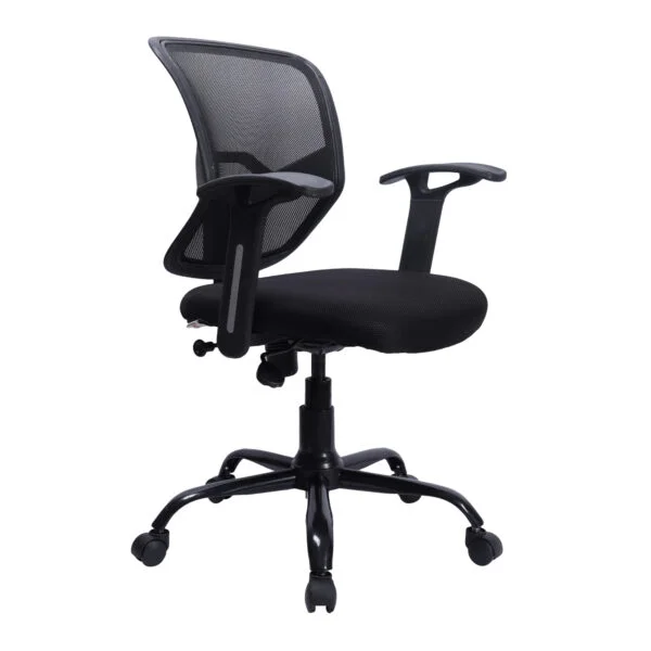 C133- Noble Sliver Handle Mesh Mid-Back Revolving Chair with Metal Base & Fix Armrests