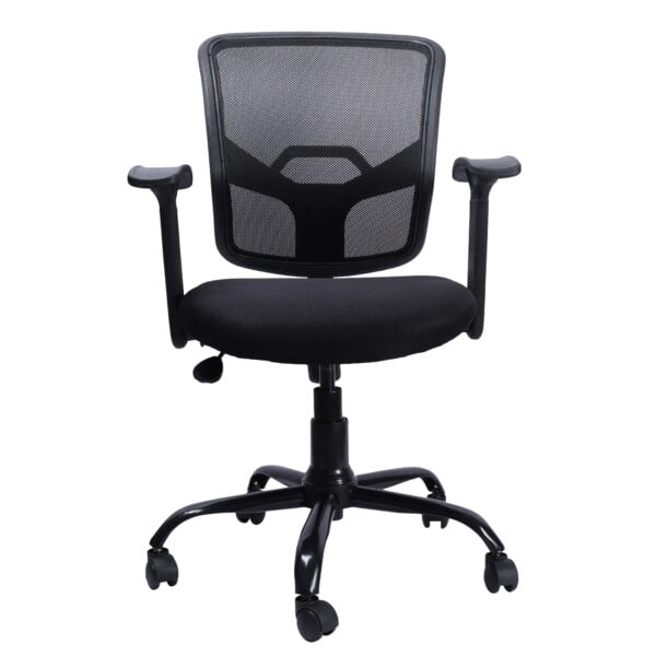 C133- Noble Sliver Handle Mesh Mid-Back Revolving Chair with Metal Base & Fix Armrests