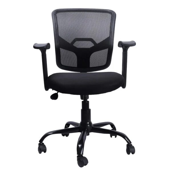 C133- Noble Sliver Handle Mesh Mid-Back Revolving Chair with Metal Base & Fix Armrests