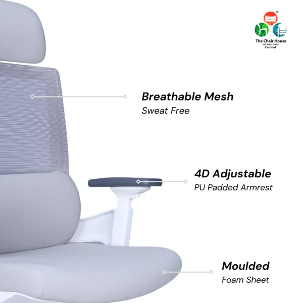 Comfy High Back Ergonomic Chair White