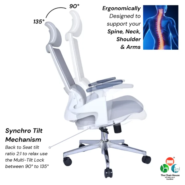 Comfy High Back Ergonomic Chair White