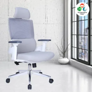 Comfy High Back Ergonomic Chair Designed for Superior Lumbar Support, Adjustable Tilt Functionality & Luxurious Armrests & Headrest (White Colour) 29 Comfy High Back Ergonomic Chair White