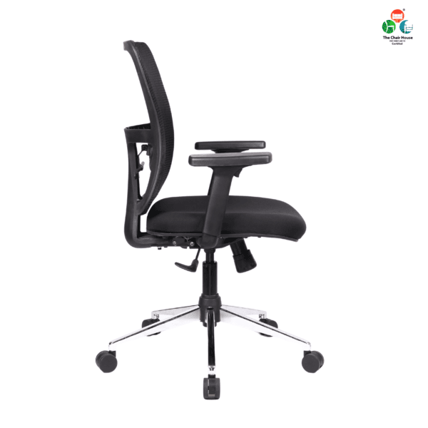 C150- Amco Medium Back Office Chair Executive with Synchro Mechanism, Multi Locking, and PU Soft Pad with Slider Arm Rest (Black) with our 3-year warranty, backed by our trusted brand