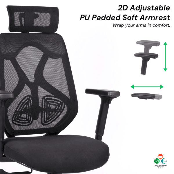 C151- Argon High Back Ergonomic Back Office Chair Executive with Synchro Mechanism, Multi Locking, and PU Soft Pad with Slider Arm Rest (Black) Premium Assurance: Our products are backed by a 3-year warranty against any manufacturing defects.