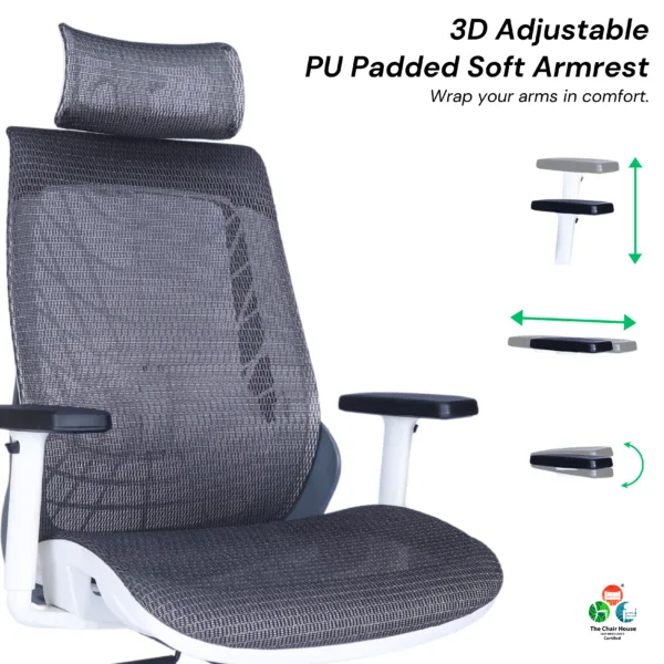 C125 - Zooper Hight Back Ergonomic Chair || Office & Home Chair (Grey & White)