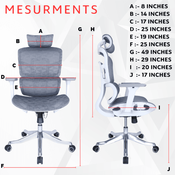 C155- AERO Hight Back Chair Imported Ergonomic,Multi lock Mechanism Full mesh with Seat Sliding, 3D Armrest & 3D Headrest Aluminum Base with PU Castor wheel 5years warranty