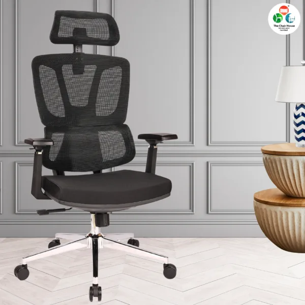 C154- VENZO High Back Ergonomic Mesh Office Chair with Auto Adjustable Lumbar Support, 3D Armrests, Multi-Tilt Lock Mechanism & Strong Chrome Base 5 years warranty 14 C154- VENZO High Back Ergonomic Mesh Office Chair with Auto Adjustable Lumbar Support, 3D Armrests, Multi-Tilt Lock Mechanism & Strong Chrome Base - (Black)