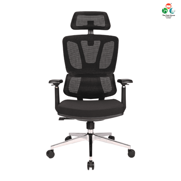 C154- VENZO High Back Ergonomic Mesh Office Chair with Auto Adjustable Lumbar Support, 3D Armrests, Multi-Tilt Lock Mechanism & Strong Chrome Base - (Black)