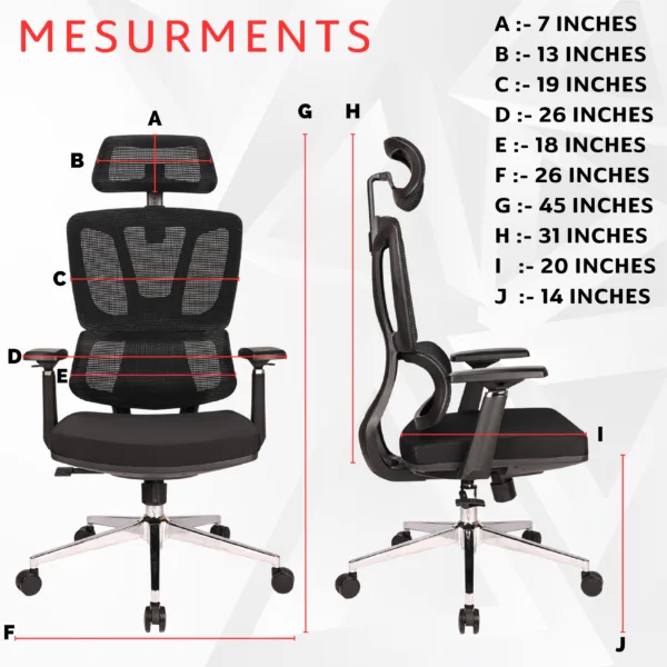 C154- VENZO High Back Ergonomic Mesh Office Chair with Auto Adjustable Lumbar Support, 3D Armrests, Multi-Tilt Lock Mechanism & Strong Chrome Base 5 years warranty 20 C154- VENZO High Back Ergonomic Mesh Office Chair with Auto Adjustable Lumbar Support, 3D Armrests, Multi-Tilt Lock Mechanism & Strong Chrome Base - (Black)