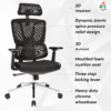 C154- VENZO High Back Ergonomic Mesh Office Chair with Auto Adjustable Lumbar Support, 3D Armrests, Multi-Tilt Lock Mechanism & Strong Chrome Base - (Black)