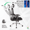 C154- VENZO High Back Ergonomic Mesh Office Chair with Auto Adjustable Lumbar Support, 3D Armrests, Multi-Tilt Lock Mechanism & Strong Chrome Base - (Black)