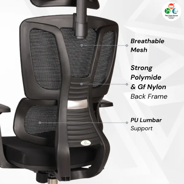C154- VENZO High Back Ergonomic Mesh Office Chair with Auto Adjustable Lumbar Support, 3D Armrests, Multi-Tilt Lock Mechanism & Strong Chrome Base 5 years warranty 19 C154- VENZO High Back Ergonomic Mesh Office Chair with Auto Adjustable Lumbar Support, 3D Armrests, Multi-Tilt Lock Mechanism & Strong Chrome Base - (Black)