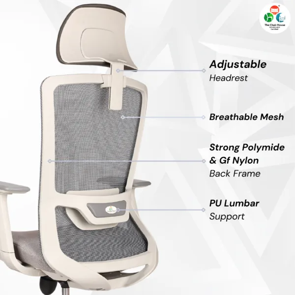 C156 - DELIGHT Hight Back Chair for Office Work at Home, Ergonomic Chair, Computer Chair, 4D Adjustable Arm, 1D Headrest & 2D Lumbar, Spine Support, Multi-Lock Position Bolt with seat Slider, Aluminum Base Korean wired Grey Mesh with Grey Back ( Grey) 17 C156 - DELIGHT Hight Back Chair for Office Work at Home, Ergonomic Chair, Computer Chair, 4D Adjustable Arm, 1D Headrest & 2D Lumbar, Spine Support