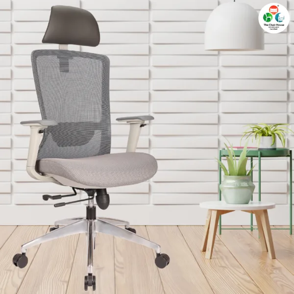 C156 - DELIGHT Hight Back Chair for Office Work at Home, Ergonomic Chair, Computer Chair, 4D Adjustable Arm, 1D Headrest & 2D Lumbar, Spine Support, Multi-Lock Position Bolt with seat Slider, Aluminum Base Korean wired Grey Mesh with Grey Back ( Grey) 11 C156 - DELIGHT Hight Back Chair for Office Work at Home, Ergonomic Chair, Computer Chair, 4D Adjustable Arm, 1D Headrest & 2D Lumbar, Spine Support