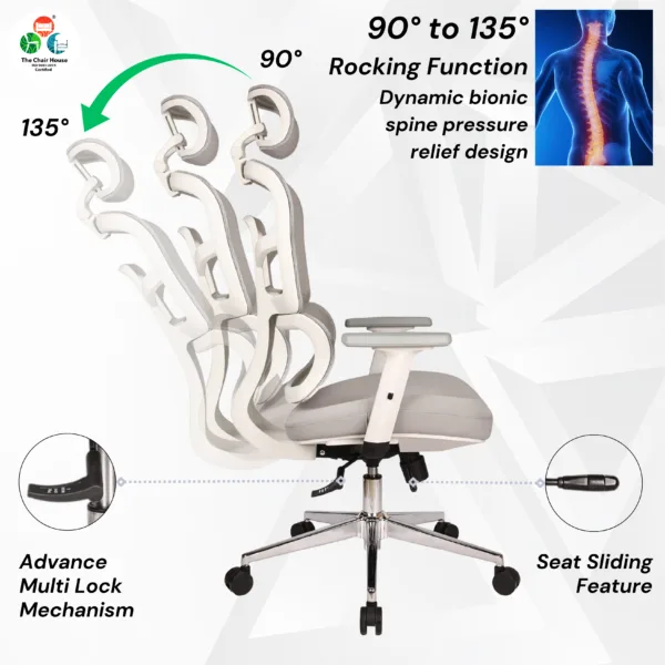 C158 -SMART High Back Ergonomic Mesh Office Chair Home Computer Chair with Auto Adjustable Lumbar Multi-Tilt Lock & Seat Sliding Mechanism Chrome Base 5 years warranty 14 C158 -SMART High Back Ergonomic Mesh Office Chair Home Computer Chair with Auto Adjustable Lumbar Multi-Tilt Lock & Seat Sliding Mechanism Chrome Base 5 years warranty