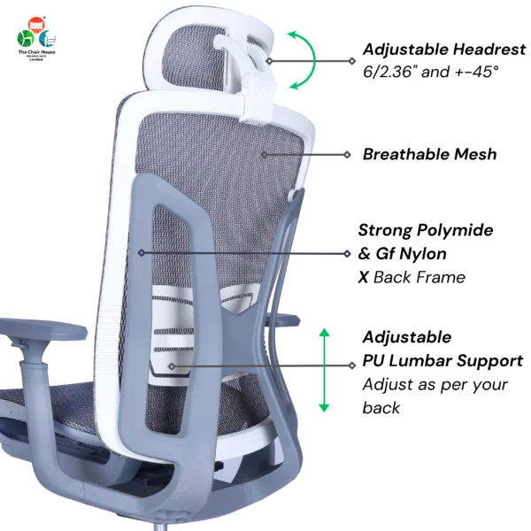 C159 - INOX Ergonomic Mesh High Back Executive Office Chair for Maximum Comfort Mesh Seat , 3D Armrests , Multi-Tilt Lock & Seat Sliding Mechanism Aluminum Stand 5 Years warranty 13 C159 - INOX Ergonomic Mesh High Back Executive Office Chair for Maximum Comfort Mesh Seat , 3D Armrests , Multi-Tilt Lock 1