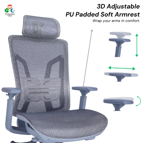 C159 - INOX Ergonomic Mesh High Back Executive Office Chair for Maximum Comfort Mesh Seat , 3D Armrests , Multi-Tilt Lock & Seat Sliding Mechanism Aluminum Stand 5 Years warranty 14 C159 - INOX Ergonomic Mesh High Back Executive Office Chair for Maximum Comfort Mesh Seat , 3D Armrests , Multi-Tilt Lock 1