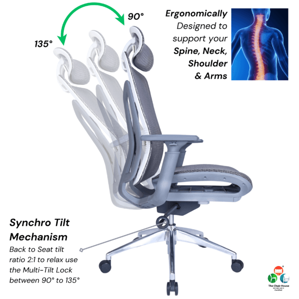 C159 - INOX Ergonomic Mesh High Back Executive Office Chair for Maximum Comfort Mesh Seat , 3D Armrests , Multi-Tilt Lock 1