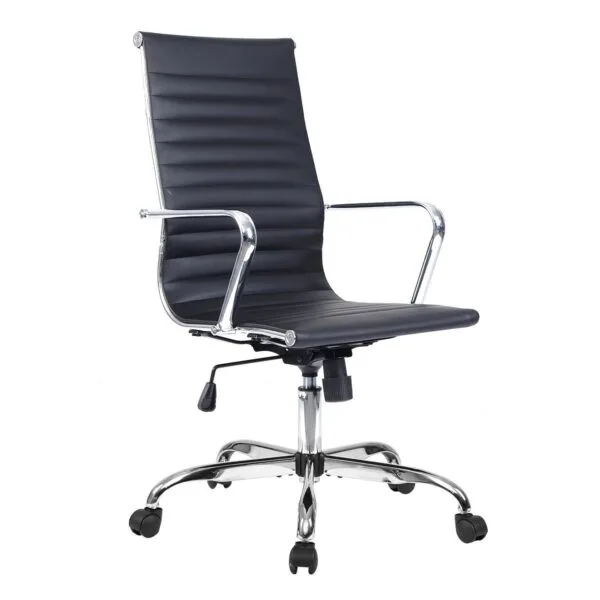 C161 - HEAVY SLIM Hight Back Chair Faux Leather Office Chair/Desk Chair with Arms, Quality Plating, Height Adjustable, Swivel Chair, (Black) Colour 3 Year Warranty