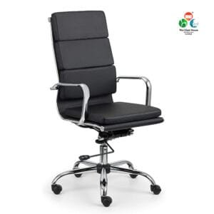 C164 - Silk Cushion High Back Chair Black Leather Executive Swivel Office Chair with Tilt Tyson Mechanism (4 Years warranty) Customize Any Color