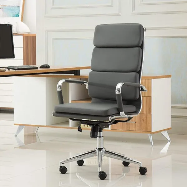 C163 - Silk Cushion High Back Chair Black Leather Executive Swivel Office Chair with Tilt Single Lock Mechanism (4 Years warranty) Customize Any Color 11 C163 - Silk Cushion High Back Chair Black Leather Executive Swivel Office Chair with Tilt Single Lock Mechanism (4 Years warranty) Customize Any Color