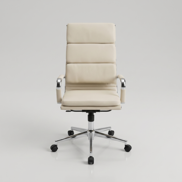 Silk Triple Cushion High Back Executive Office Chair | Single-Lock Tilt Mechanism | 40D Foam | 50+ Custom Colours | 5-Year Warranty 5 Front view of the Silk Triple Cushion High Back Executive Office Chair showing premium upholstery and heavy-duty chrome armrests