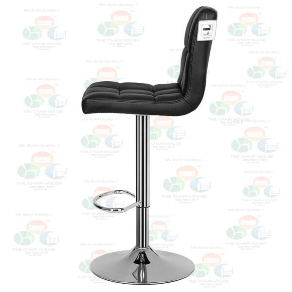 BS15 - Barstool Set of 1, Height-Adjustable bar stools, Synthetic Leather bar Chair, 360 ° Swivel Chair, Kitchen Chairs with backrest & footrest, Lobby, Counter, Chromed Steel Black