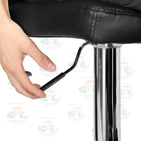 BS15 - Barstool Set of 1, Height-Adjustable bar stools, Synthetic Leather bar Chair, 360 ° Swivel Chair, Kitchen Chairs with backrest & footrest, Lobby, Counter, Chromed Steel Black