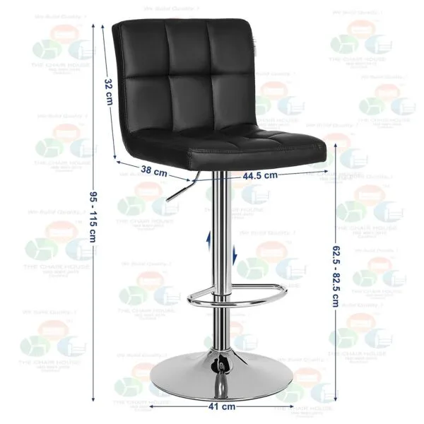 BS15 - Synthetic Leather Bar Chair || Chromed Steel Black || 360 ° Swivel Chair || Barstool Set of 1 || Height-Adjustable Bar Stool || 18 BS15 - Barstool Set of 1, Height-Adjustable bar stools, Synthetic Leather bar Chair, 360 ° Swivel Chair, Kitchen Chairs with backrest & footrest, Lobby, Counter, Chromed Steel Black
