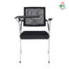 Student Chair with Desk Attached, Office Room Chairs,Foldable Computer Desk Chair with Tablet Arm Writing Board and Cup Holder Metal Frame Backrest Table Chair, Black