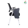 Student Chair with Desk Attached, Office Room Chairs,Foldable Computer Desk Chair with Tablet Arm Writing Board and Cup Holder Metal Frame Backrest Table Chair, Black