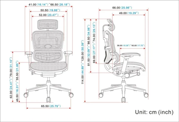 Ergohuman Xpert ELITE 2.0 with Footres – Premium Mesh Ergonomic Chair with Adjustable Features (Black) 10 Ergohuman Xpert ELITE 2.0 with Footres – Premium Mesh Ergonomic Chair with Adjustable Features (Grey)