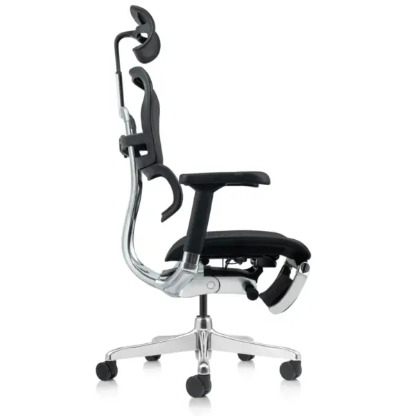Ergohuman Elite 2.0 office chair showing extendable footrest in reclined position