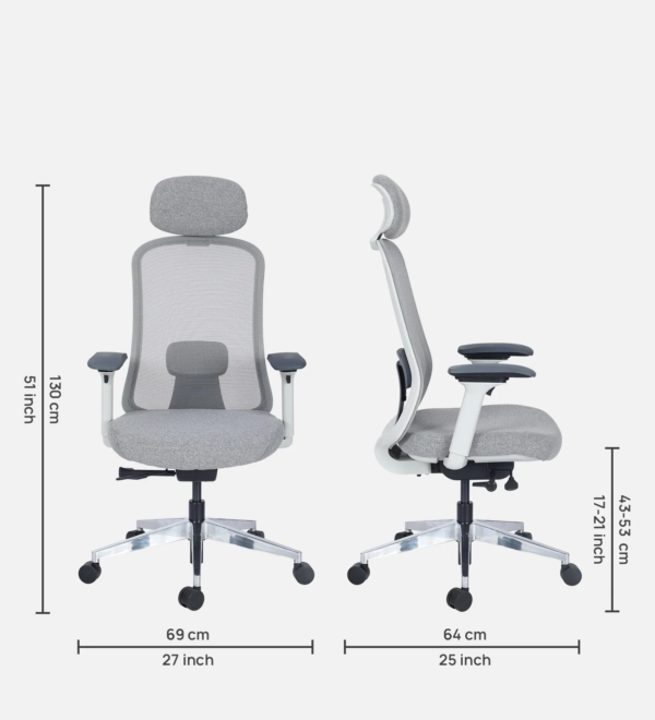 Aco Max Mesh High Back Ergonomic Office Chair (Grey) 5